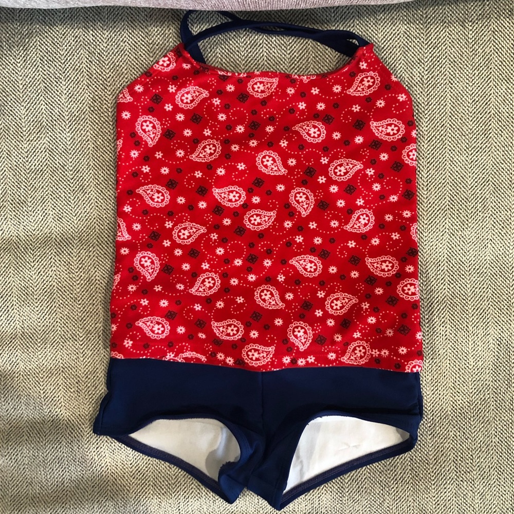 OP 2 Piece Girls Bandana Tankini Shorts Bathing Suit Set